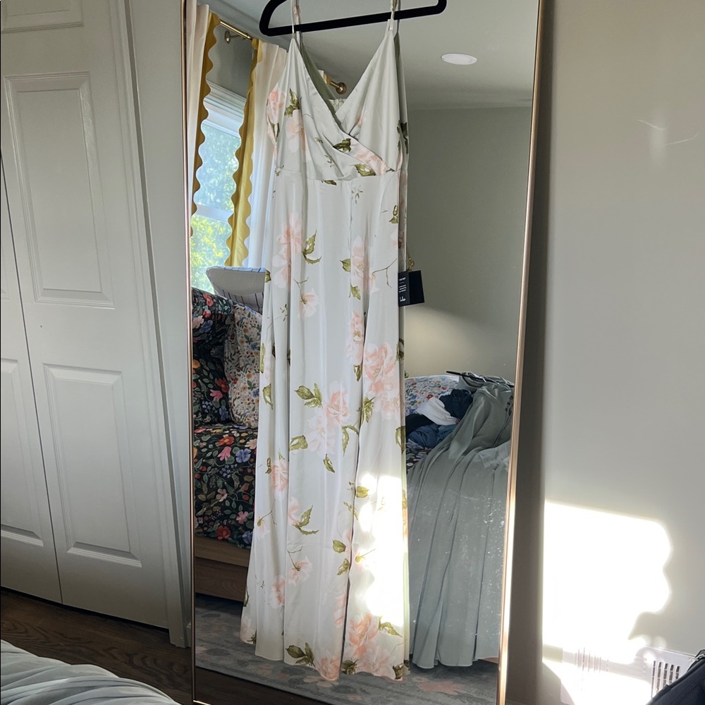 Lulu's Cream and Pink Floral Maxi Dress